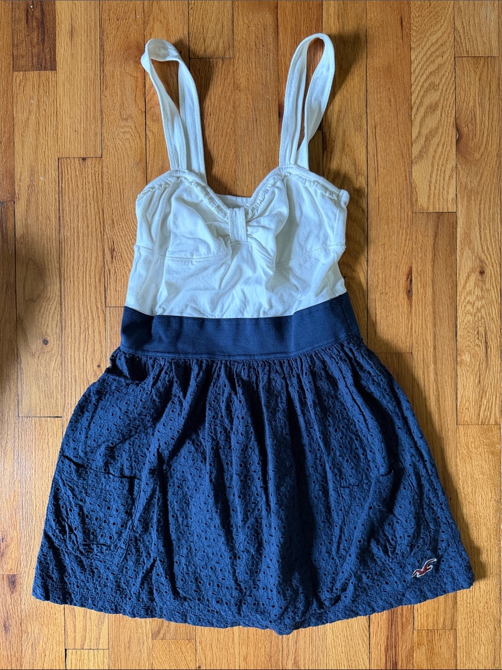 Hollister White and Navy Eyelet Sundress